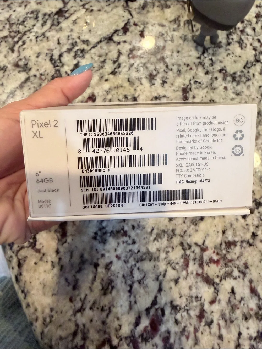 Google Pixel 2 XL 64GB Black 6in 4GB RAM 12.2MP Android CDMA G011C UNLOKED